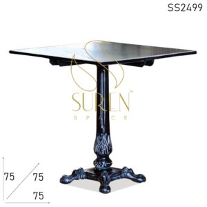 Distress Cast Iron Granite Top Outdoor Folding Bistro Cafe Table