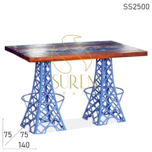 Dual Eiffel Tower Folding Reclaimed Wood Dining Table