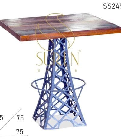 Eiffel Tower Design Reclaimed Wood Bistro Cafe Table