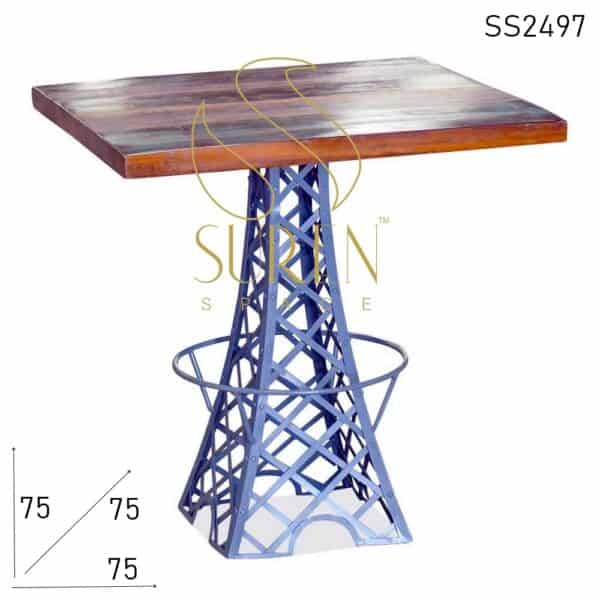 Eiffel Tower Design Reclaimed Wood Bistro Cafe Table