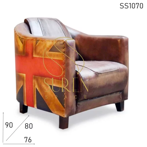 English Flag Pattern Colonial Style Hotel Accent Chair
