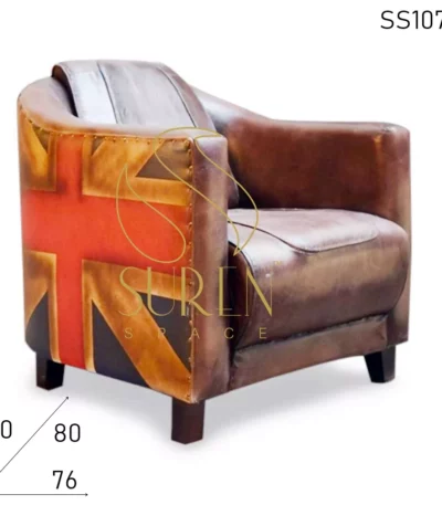 English Flag Pattern Colonial Style Hotel Accent Chair