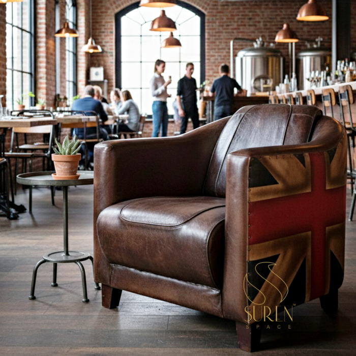 English Flag Pattern Colonial Style Hotel Accent Chair English Flag Pattern Colonial Style Hotel Accent Chair