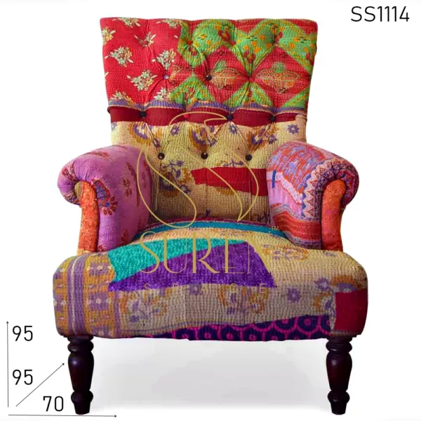 Indian Old Traditional Colorful Fabric Resort Accent Chair
