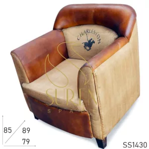 Leather Canvas Lawson Single Seater Sofa