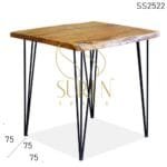 Live Edge Acacia Wood Folding Metal Hair Pin Bistro Cafe Table