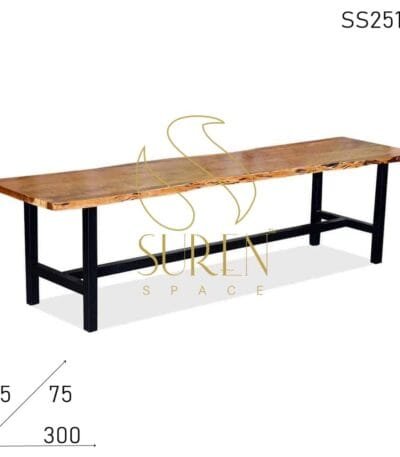 Live Edge Acacia Wood Solid Metal Frame Long Dining Table