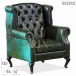 Maharaja Style Roll Arm Wing Back Leather Single Sofa Design