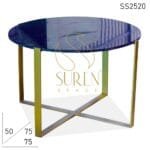Metal Finish Granite Top Modern Coffee Center Table
