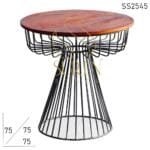 Metal Finish Solid Wood Round Bent Metal Bistro Cafe Table