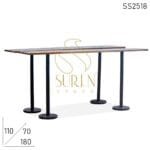 Metal Foldable Legs with Reclaimed Wood Top Folding Long Bar Table