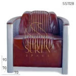 Metal Leather Design Aviator Arm Chair