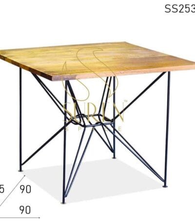 Minimalist Metal Design Solid Wood Square Dining Table