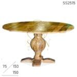 Natural Finish Mango Wood Luxury Pedestal Folding Table