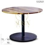 Rose Wood Metal Base Folding Round Center Dining Table