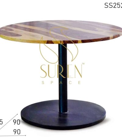 Rose Wood Metal Base Folding Round Center Dining Table