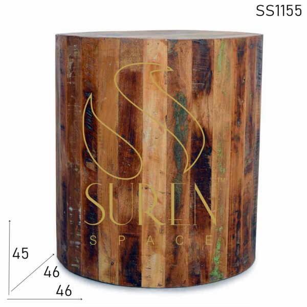 SS1155 Suren Space Reclaimed Round Shape Side Table Cum Stool