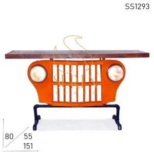Old Jeep Upcycled Automobile Console Table