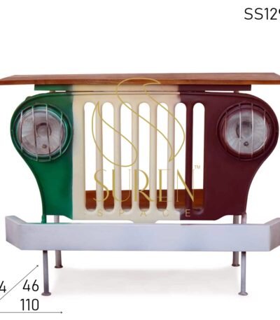 Multicolored Solid Wood Jeep Style Console Table