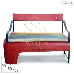 SS1414 Suren Space Tractor Stijl Teruggewonnen Hout Upcycled Bench