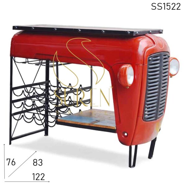 Red Shine Metal Automobile Open Bar Cabinet