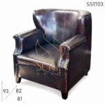 Wing Back Pure Leather Shiny Finish Single Seater