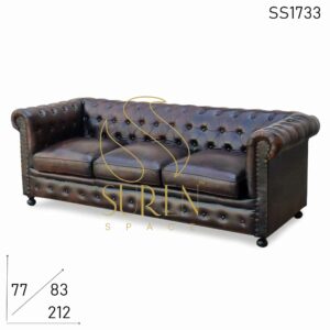 SS1733 Pure Leather Chesterfield Sofa Design pour restaurant