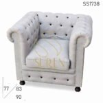 Tufted Canvas Gray Shade Single Seater Sofa
