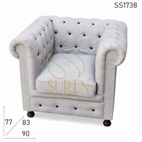 SS1738 Suren Space Tufted Canvas Gray Shade Single Seater Sofa