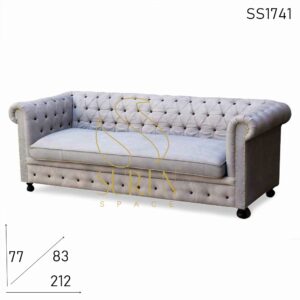 SS1741 Suren Space Canvas tamizado Chesterfield sofá de descanso de tres plazas
