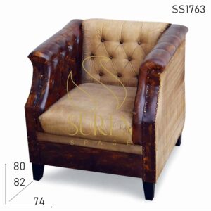 SS1763 Suren Raum Leder Canvas Distress Single Seater Sofa