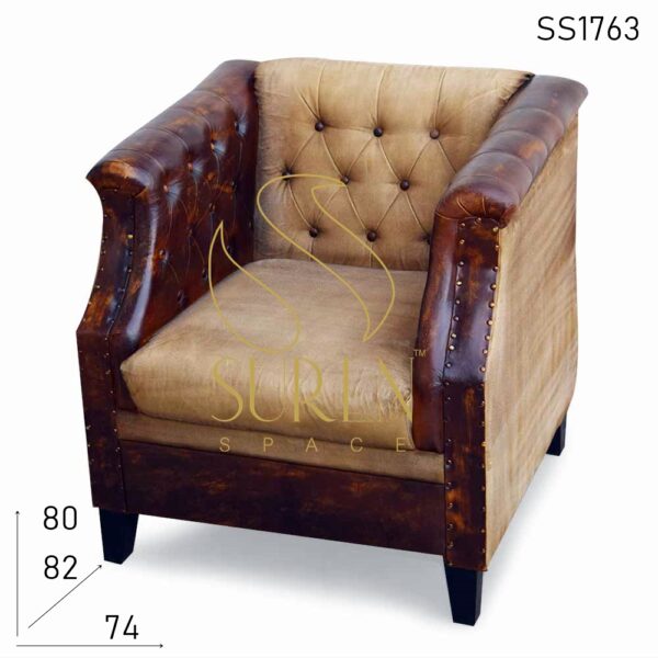 SS1763 Suren Space Leather Canvas Distress Single Seater Sofa
