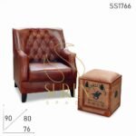 Tufted Genuine Leather Fine Dine Restaurant Sofa