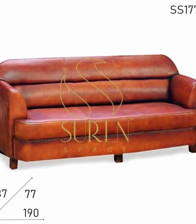 All Pure Leather Hand Crafted Three Seater Sofa