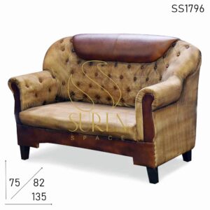 SS1796 Suren пространства Tufted Дизайнер холст Чистая кожа Коммерческая Два сиденья диван