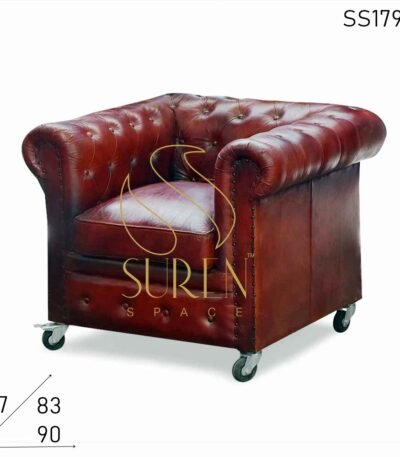 Tufted Chesterfield Wheel Base Single Seater