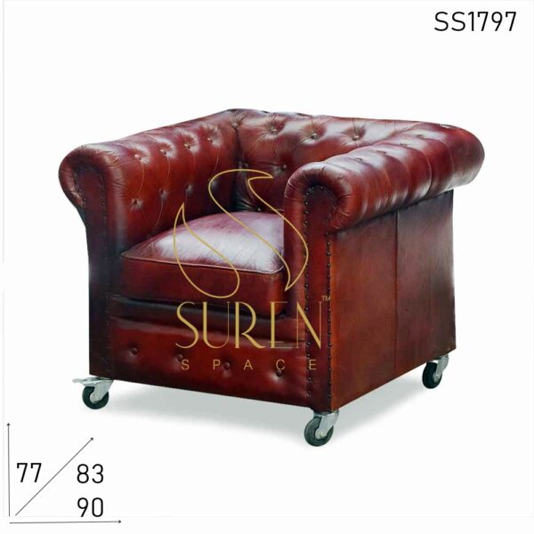 SS1797 Suren Space Tufted Chesterfiled Wheel Base Single Seater
