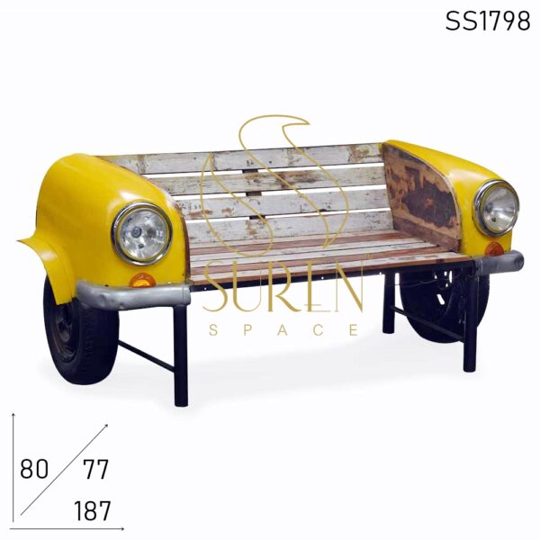 Farmhouse Design Automobile Car Style Reclaimed Wood Bench Sofa