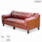 Premium Leather Indian Style Three Seater Sofa Design