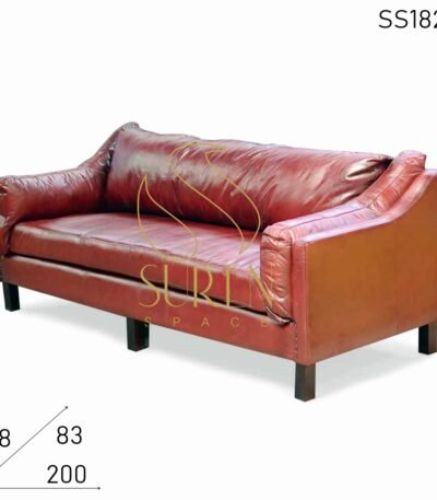 Premium Leather Indian Style Three Seater Sofa Design