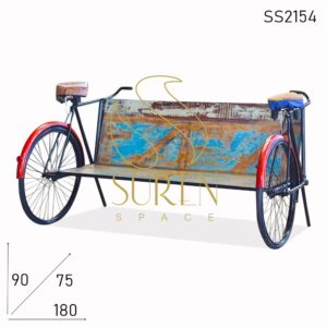 SS2154 Suren Space Unique Cycle Sides Reclaimed Wood Porch Side Long Bench