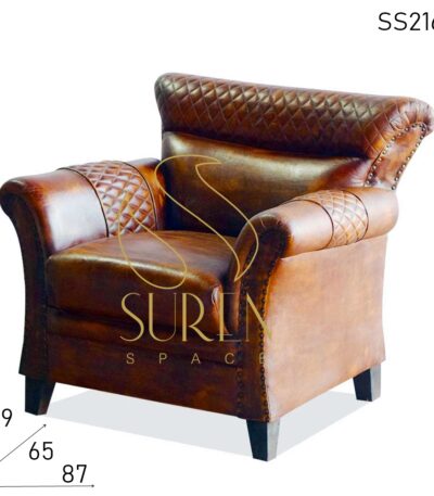 Pure Leather Hotel Lobby Single Seater Sofa