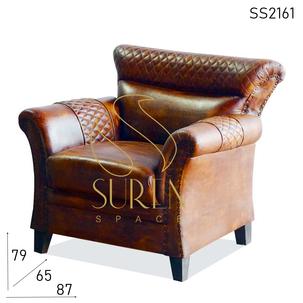 SS2161 Suren Space Pure Leather Hotel Lobby Single Seater Sofa