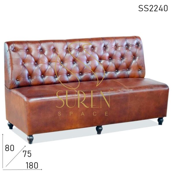 SS2240 Pure Leather Tufted Design Three Seater