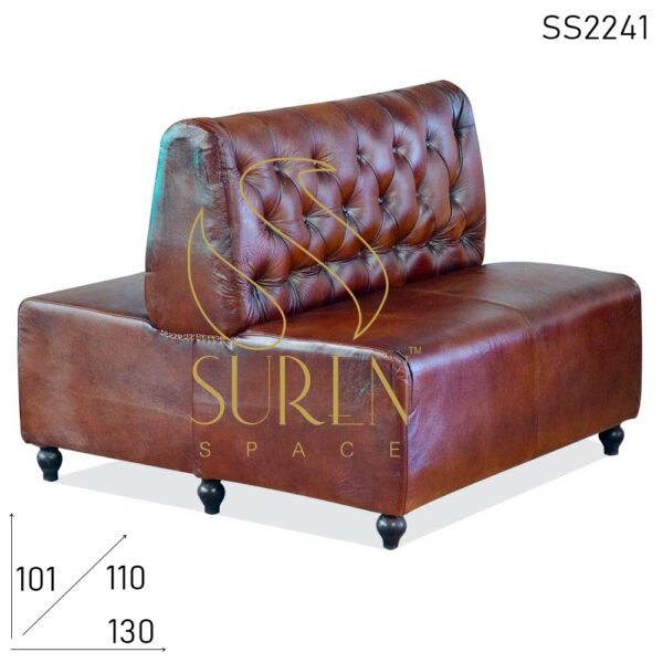 SS2241 Duel Side Tufted Pure Leather Booth Style Upholstered Sofa