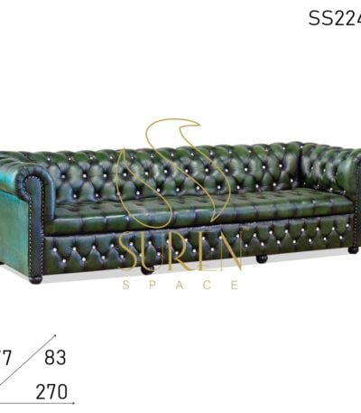 Tufted Pure Leather Four Seater Chesterfield Sofa Design