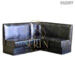 L Shape Solid Wood Leather Upholstered Corner Restaurant Booth Sofa