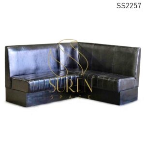 SS2257 Suren Space L Shape Solid Wood Leather Upholstered Corner Restaurant Booth Sofa