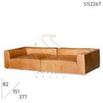 Buff Leather Huge Size Two-Part Sofa Cum Day Bed