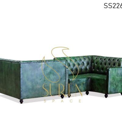 Duel Side L Shade Green Distress Tufted Sofa